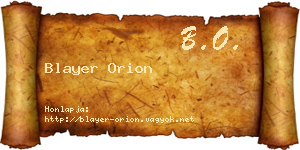 Blayer Orion névjegykártya